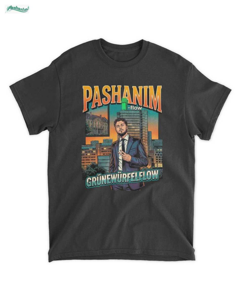 Pashanim Merch T-Shirt Grünewürfelflow Urbaner Beat Meister im Block Stil